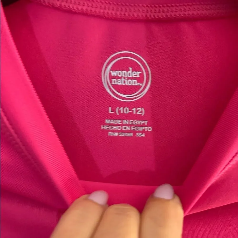 Girls Wonder Nation Hot Pink rash guard  Swim Top UPF 50 sz L 10/12